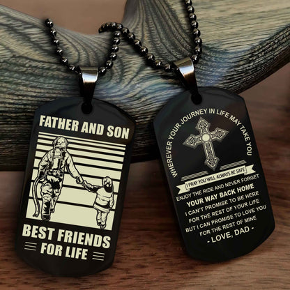 Knight Templar Cross Double Sided Dog Tag Father And Son Best Friend For Life - Gift For Son Never Forget Your Way Back Home