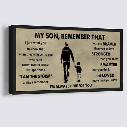 Personalized Sport Poster Canvas -  My Son Remember That Whisper Back I Am The Storm