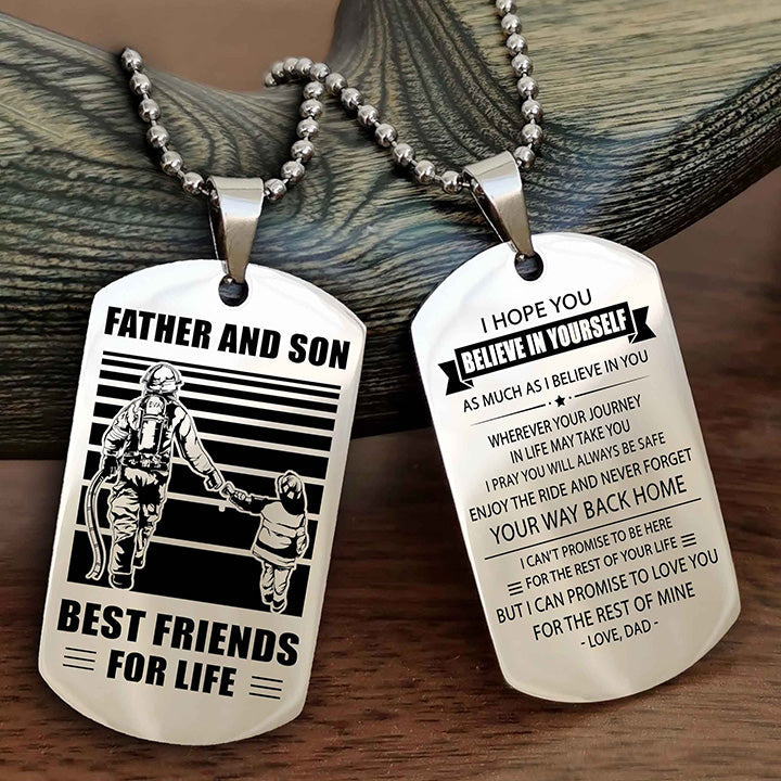 Knight Templar Personalized Double Sided Dog Tag Black To My Son I Love You - Enjoy The Ride And Never Forget Your Way Back Home From