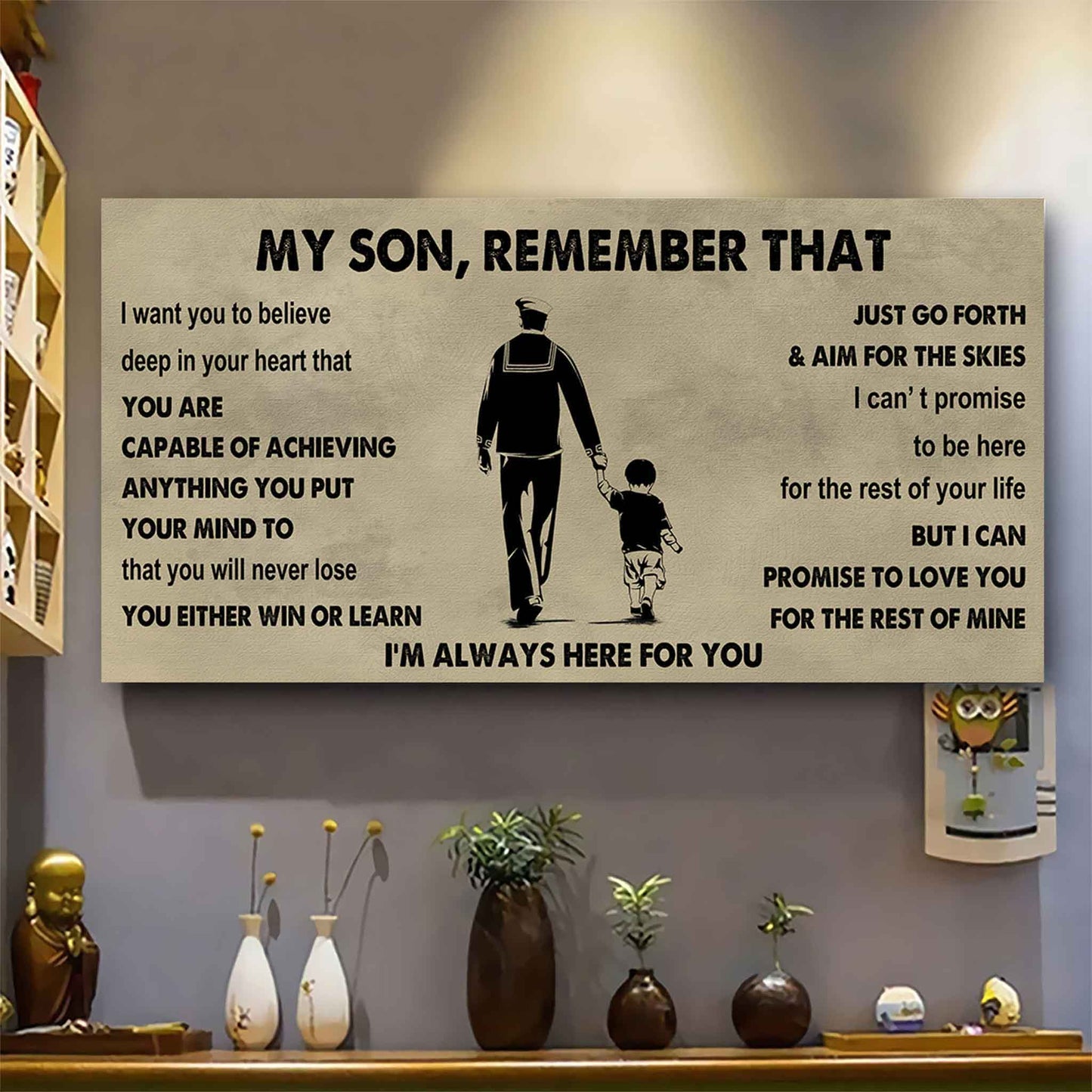 Personalized Sport Poster Canvas -  My Son Remember That You Will Never Lose You Either Win Or Learn