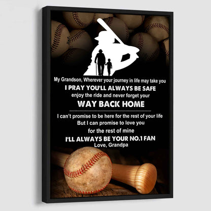 Tennis Poster Canvas Grandpa To Grandson - Never Forget Your Way Back Home I Will Always Your No 1 Fan
