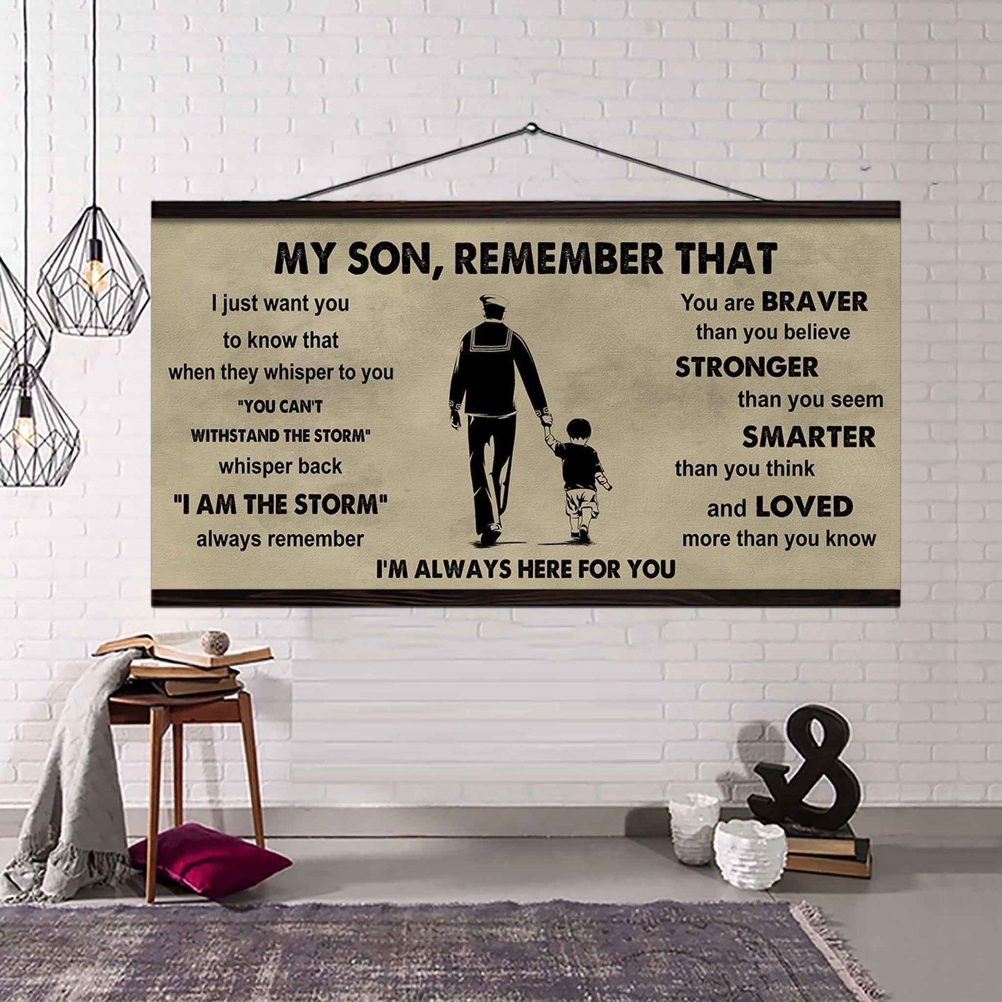 Personalized Sport Poster Canvas -  My Son Remember That Whisper Back I Am The Storm