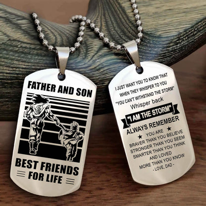 Knight Templar Personalized Double Sided Dog Tag Silver To My Son I Love You - Whisper Back I'm The Storm