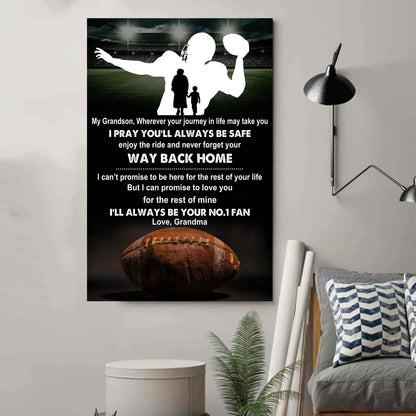 Tennis Poster Canvas Grandma To Grandson - Never Forget Your Way Back Home I Will Always Your No 1 Fan