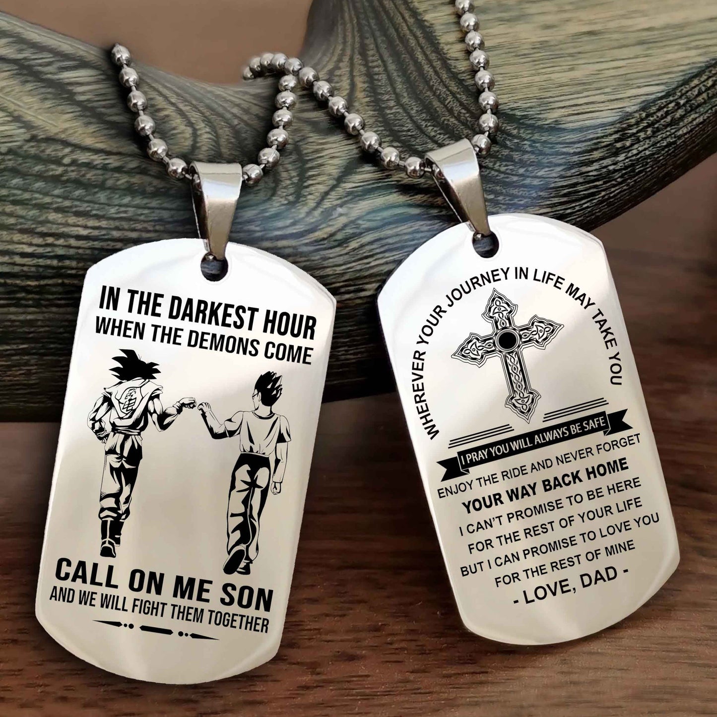 Knight Templar Double Sided Cross Dog Tag Call On Me Son - Gift For Son From Dad Your Way Back Home