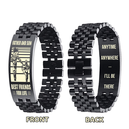 Samurai Be strong-Personalized Double Sided Bracelet Father And Son Best Friends For Life - Message on the back side