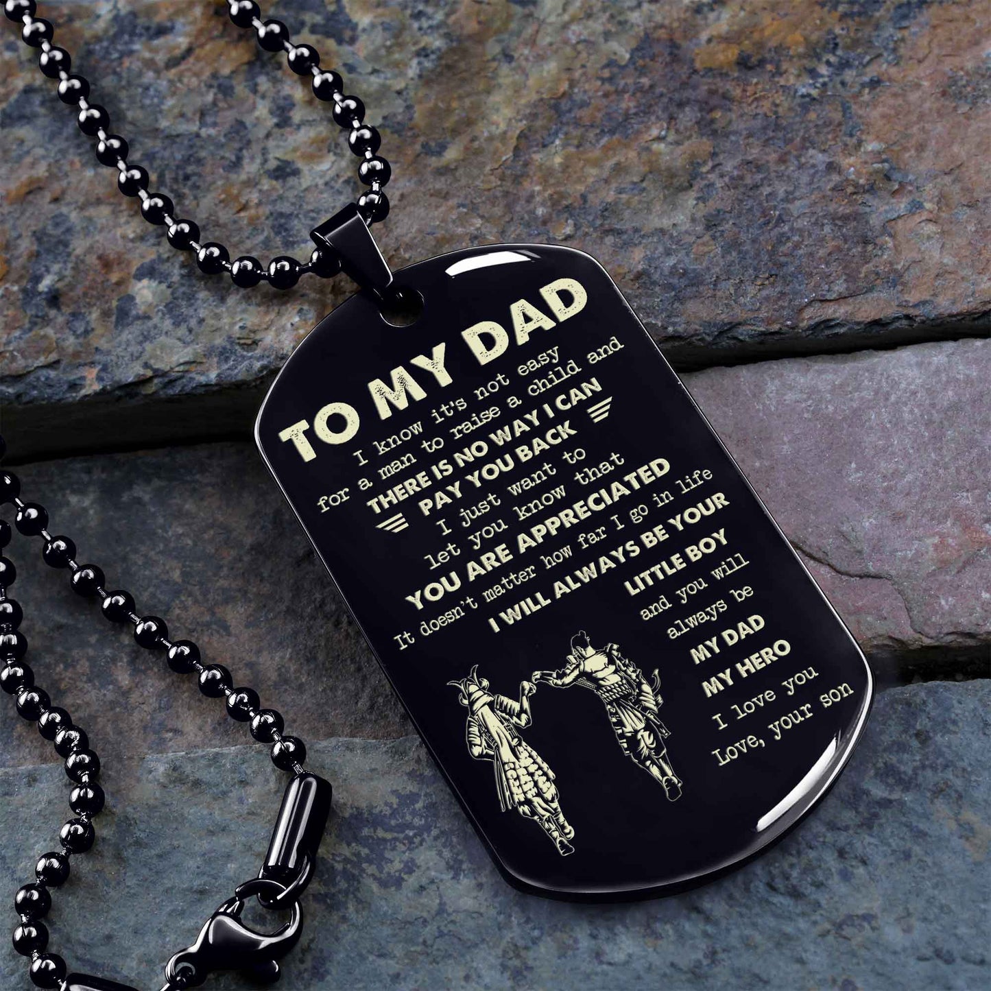 Personalized Family One Side Dog Tag To My Dad I Know It's Not Easy - I Will Always Be Your Little Boy Gift From Son To Dad Father's Day Gift