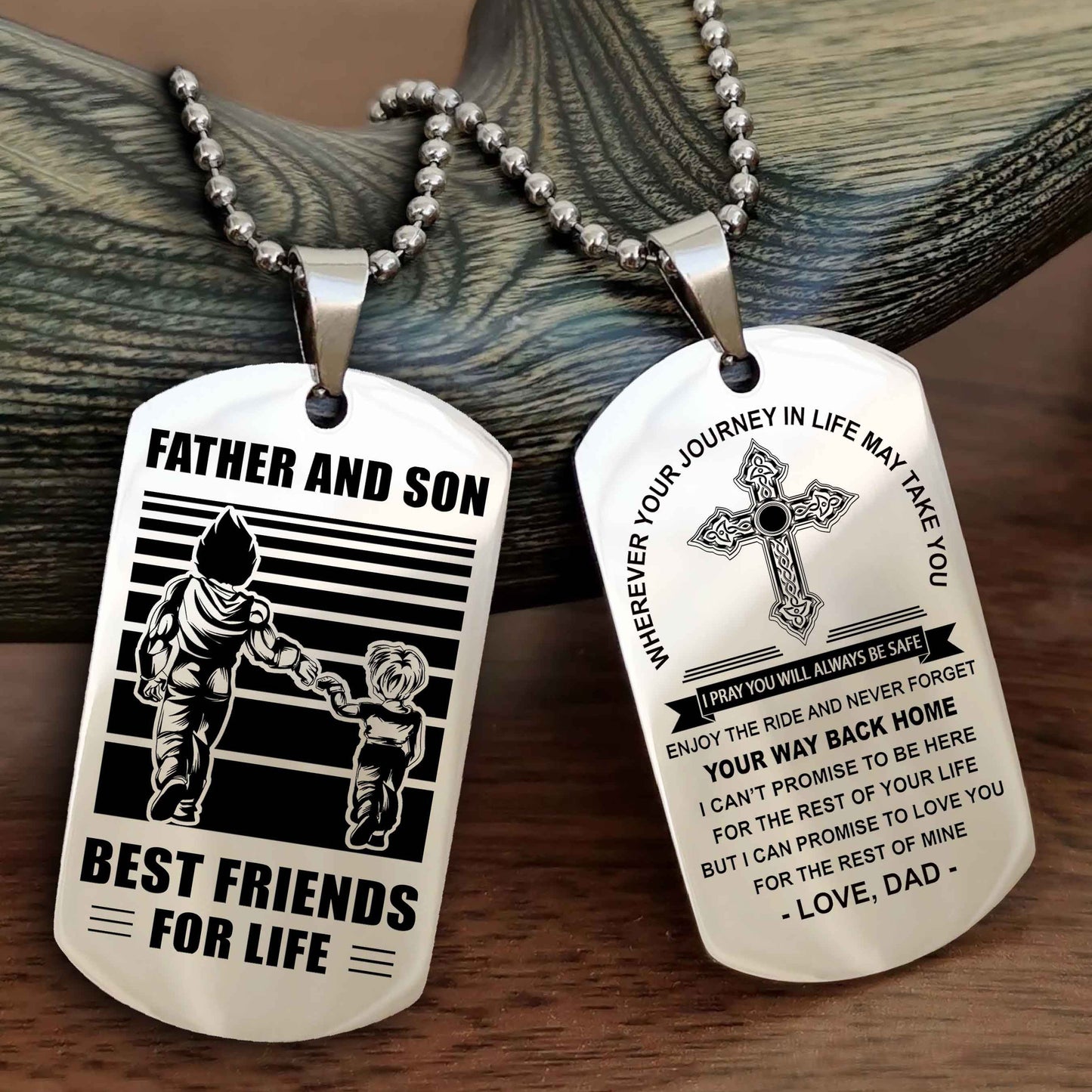 Knight Templar Cross Double Sided Dog Tag My Son Remember That - Gift For Son Enjoy The Ride Never Forget Your Way Back Home