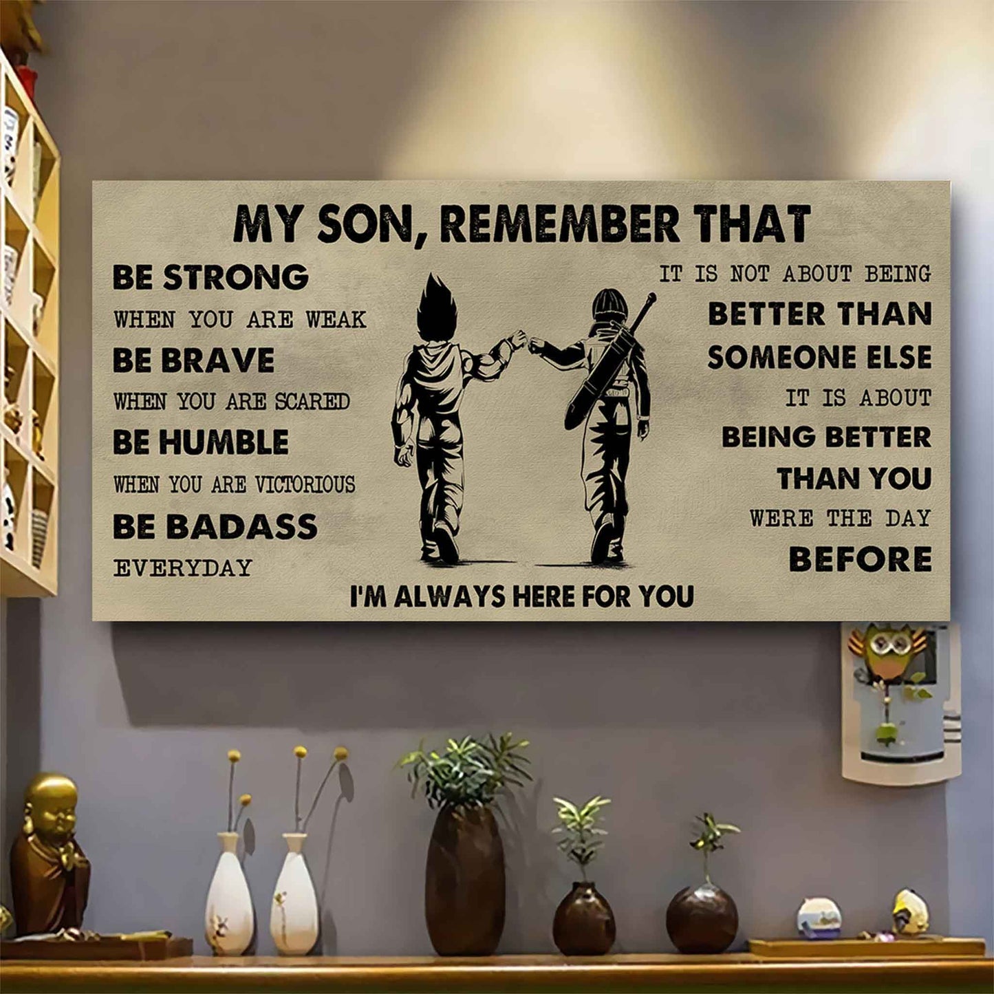 Personalized DRB Poster Canvas - My Son Remember That Be Strong When You Are Weak Be Badass Everyday