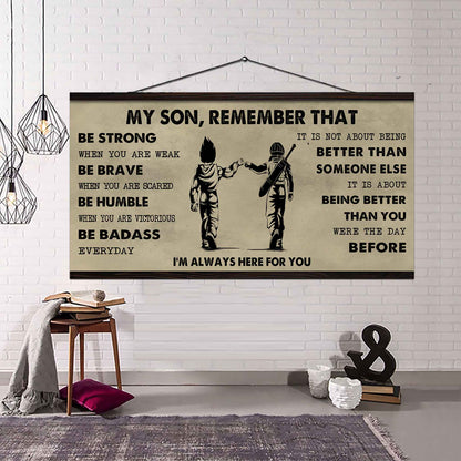 Personalized DRB Poster Canvas - My Son Remember That Be Strong When You Are Weak Be Badass Everyday