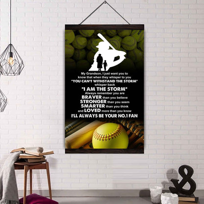 Tennis Poster Canvas Grandma To Grandson - Whisper Back I Am The Storm I Will Always Your No 1 Fan