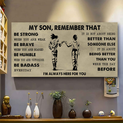 Personalized DRB Poster Canvas - My Son Remember That Be Strong When You Are Weak Be Badass Everyday