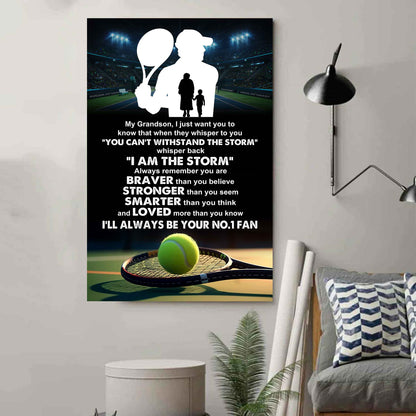 Tennis Poster Canvas Grandma To Grandson - Whisper Back I Am The Storm I Will Always Your No 1 Fan