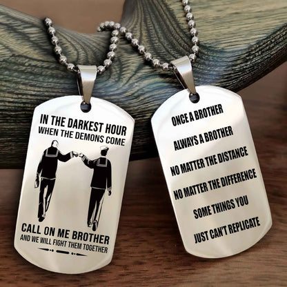 TWD Customizable engraved dog tag double sided gift from brother Once A Brother Always A Brother