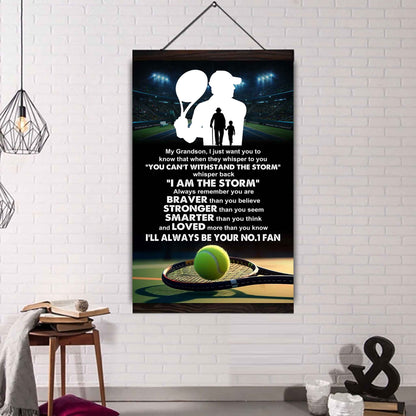 Sport Basketball Poster Canvas Granpa To Grandson - Whisper Back I Am The Storm I Will Always Your No 1 Fan