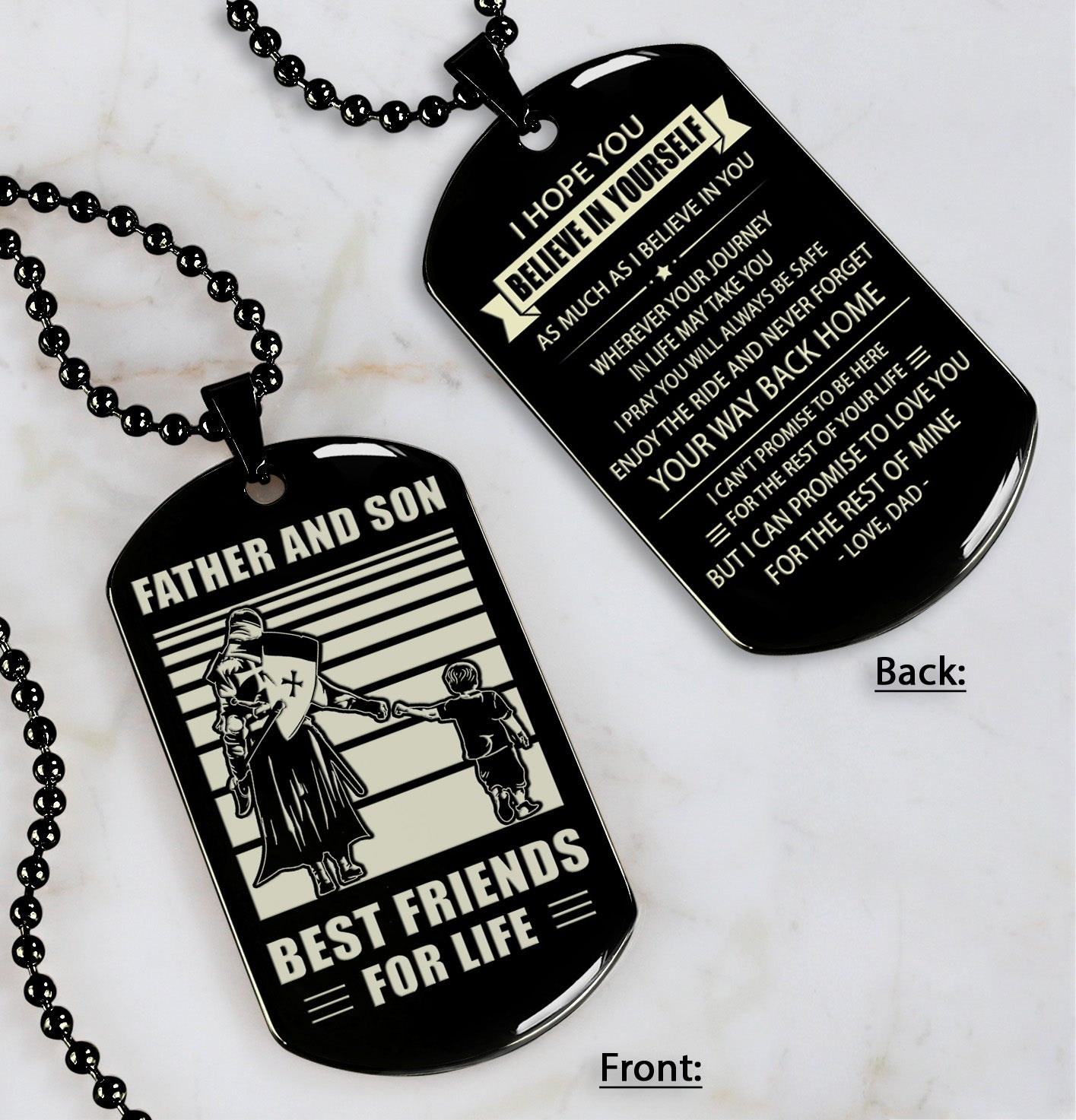 NVL Personalized Double Sided Dog Tag Father And Son Best Friends For Life - Message on the back side