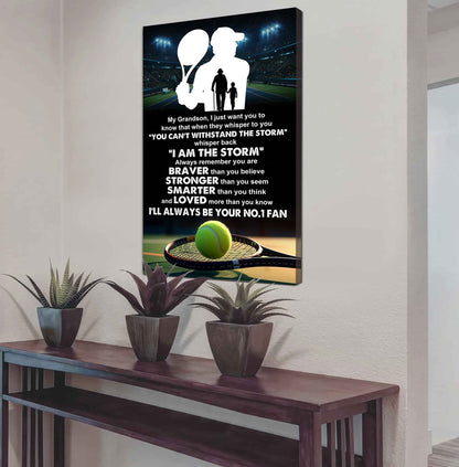 Sport Basketball Poster Canvas Granpa To Grandson - Whisper Back I Am The Storm I Will Always Your No 1 Fan
