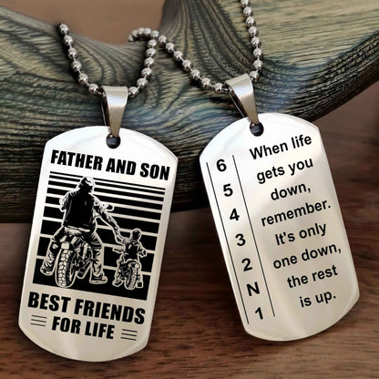 Sportbike Dog tag-When life gets you down, remember. It’s only one down, the rest is up