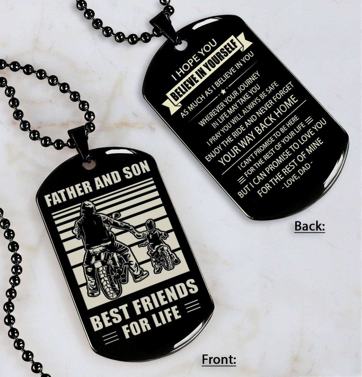 NVL Personalized Double Sided Dog Tag Father And Son Best Friends For Life - Message on the back side