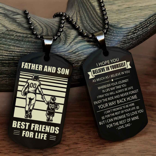 New American Football Personalized Double Side Dog Tag From Father To Son With Message On The Back Gift For Your Son