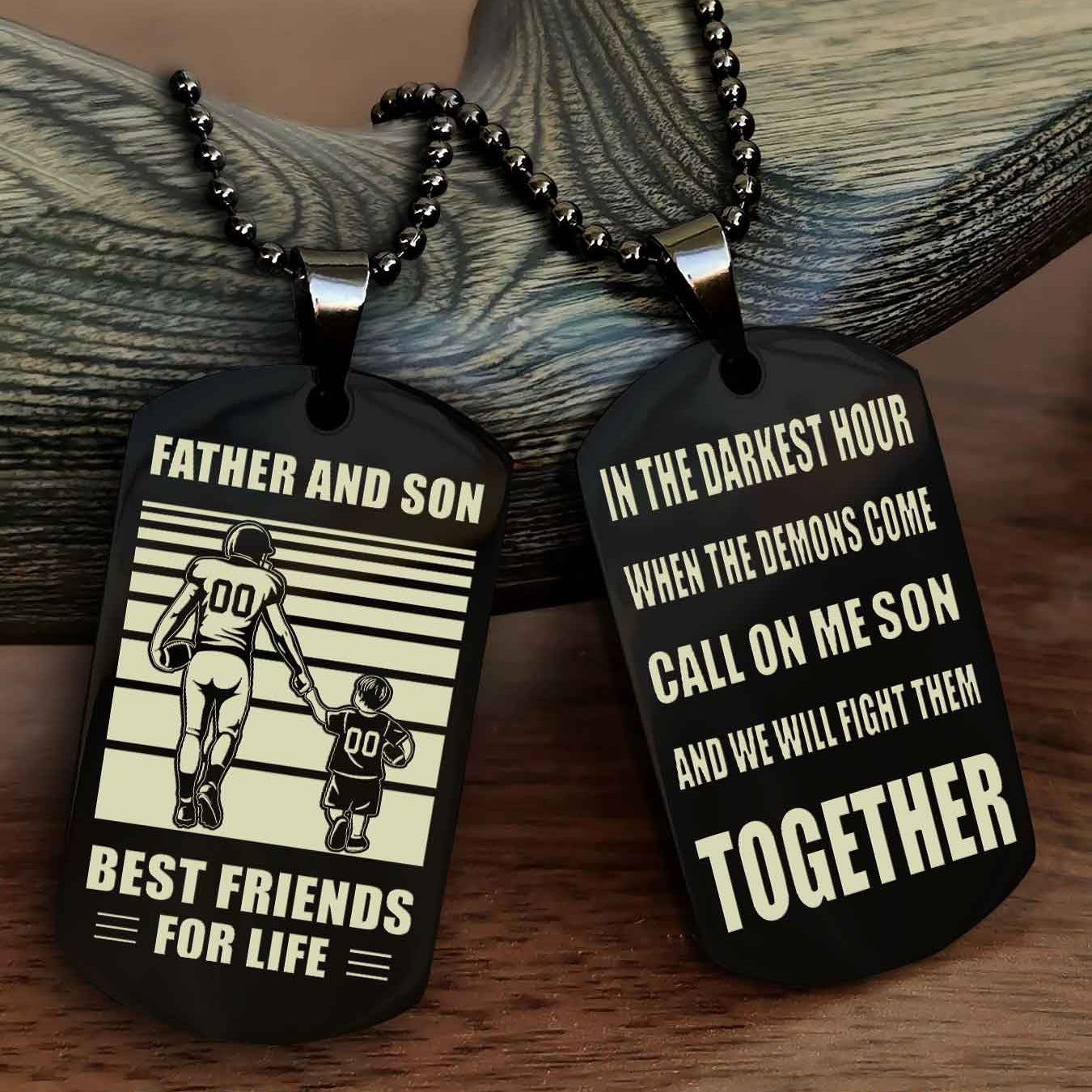 New American Football Personalized Double Side Dog Tag From Father To Son With Message On The Back Gift For Your Son