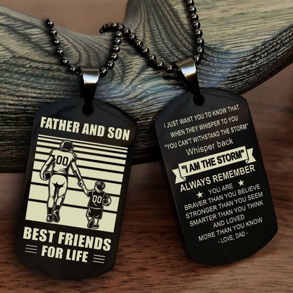 New American Football Personalized Double Side Dog Tag From Father To Son With Message On The Back Gift For Your Son