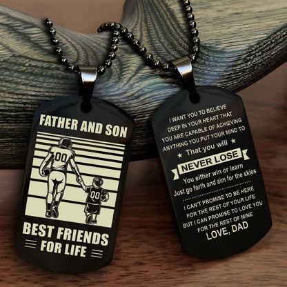 New American Football Personalized Double Side Dog Tag From Father To Son With Message On The Back Gift For Your Son