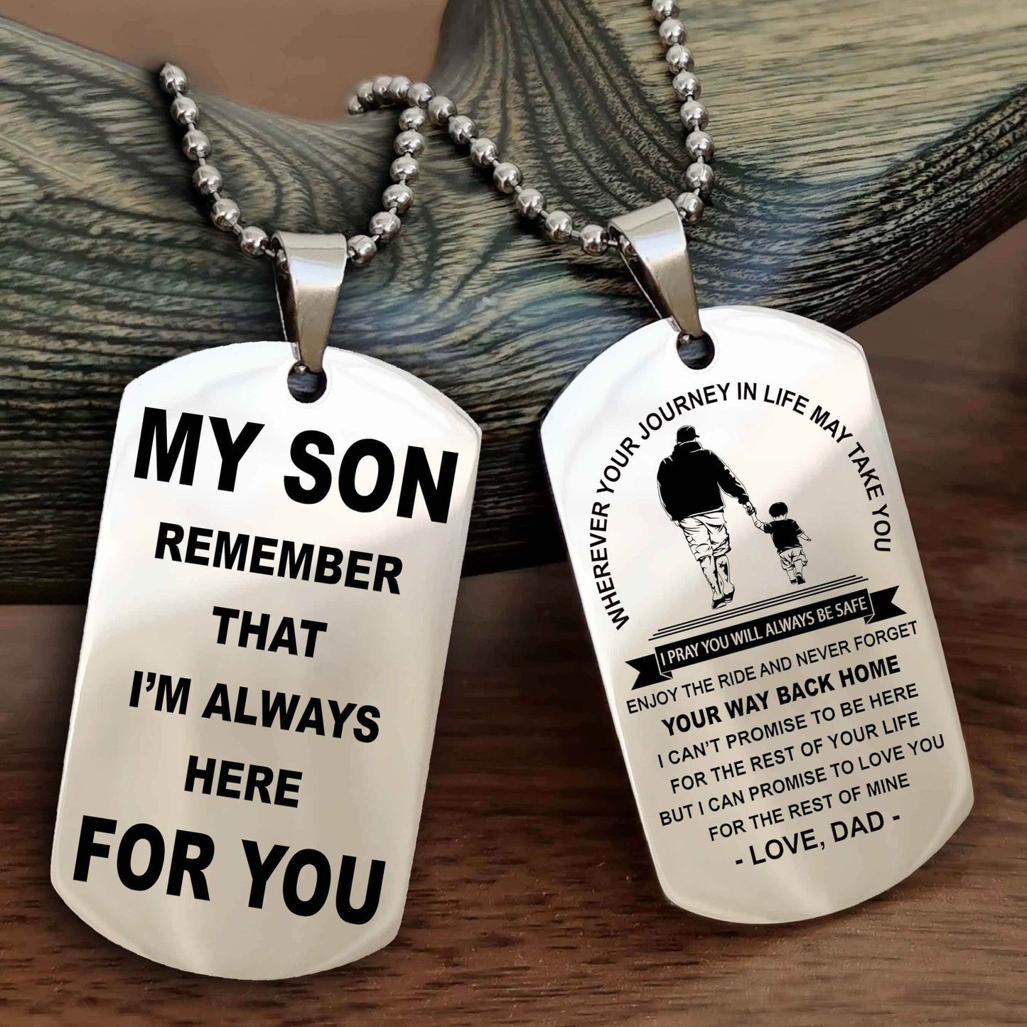 Knight Templar Double Sided Dog Tag My Son Remember That I'm Always Here For You - Enjoy The Ride And Never Forget Your Way Back Home