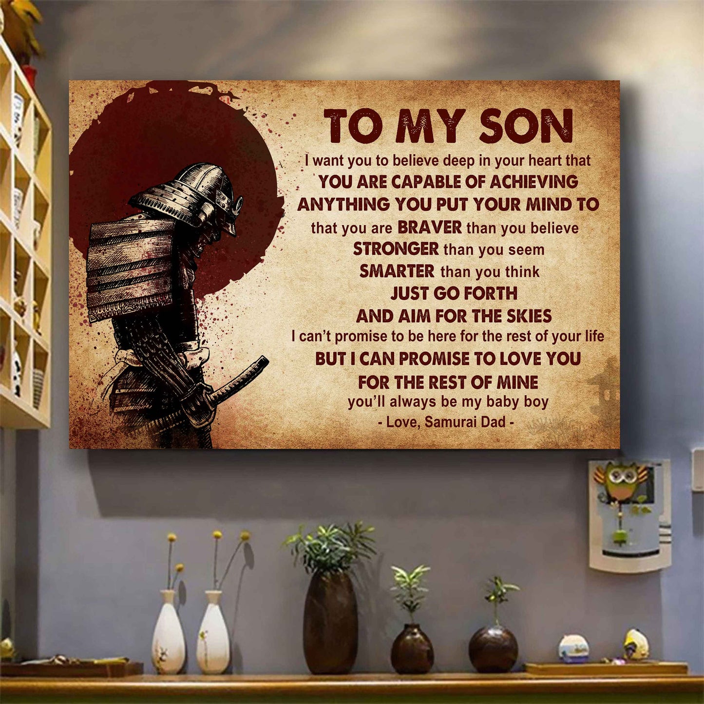 New Version Warrior Poster Canvas Just Go Forth And Aim For The Skies From Dad To Son Gift For Your Son Motivational Quotes
