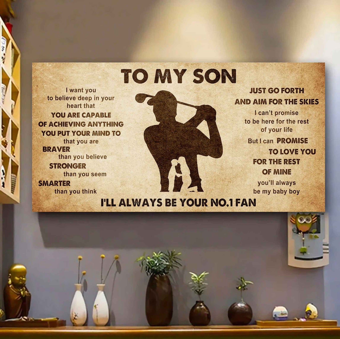 Personalized Sport Poster Canvas I'll Be Your No 1 Fan Mom To Son - That You Are Braver Than You Believe Just Go Forth