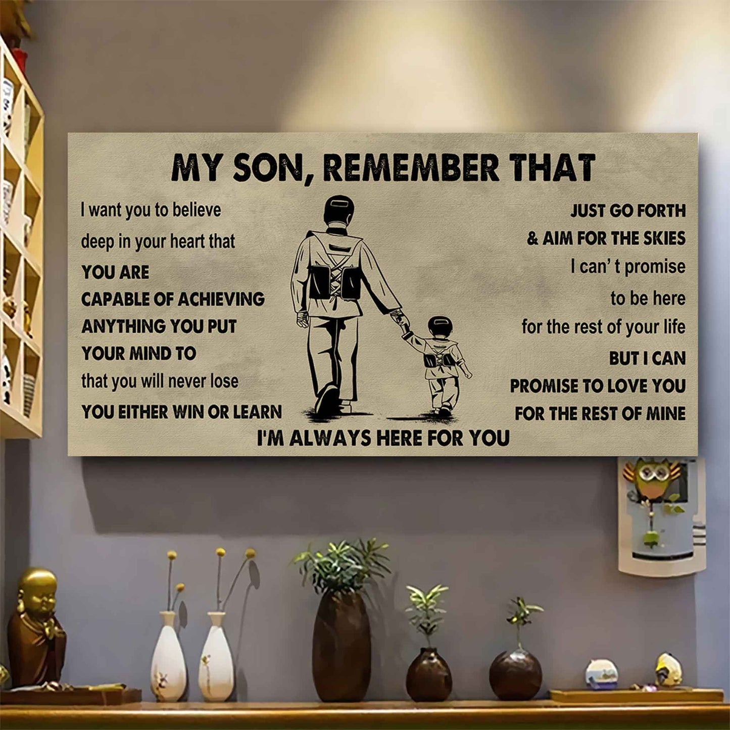 Personalized Sport Poster Canvas -  My Son Remember That You Will Never Lose You Either Win Or Learn