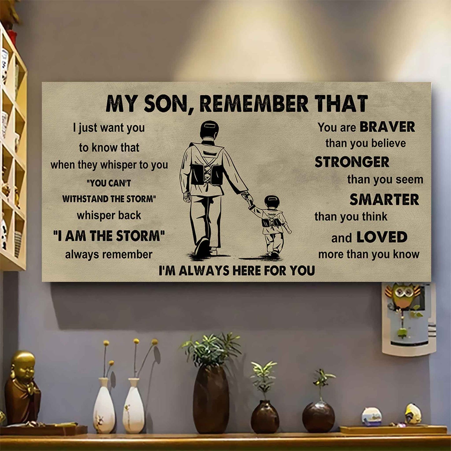 Personalized Sport Poster Canvas -  My Son Remember That Whisper Back I Am The Storm