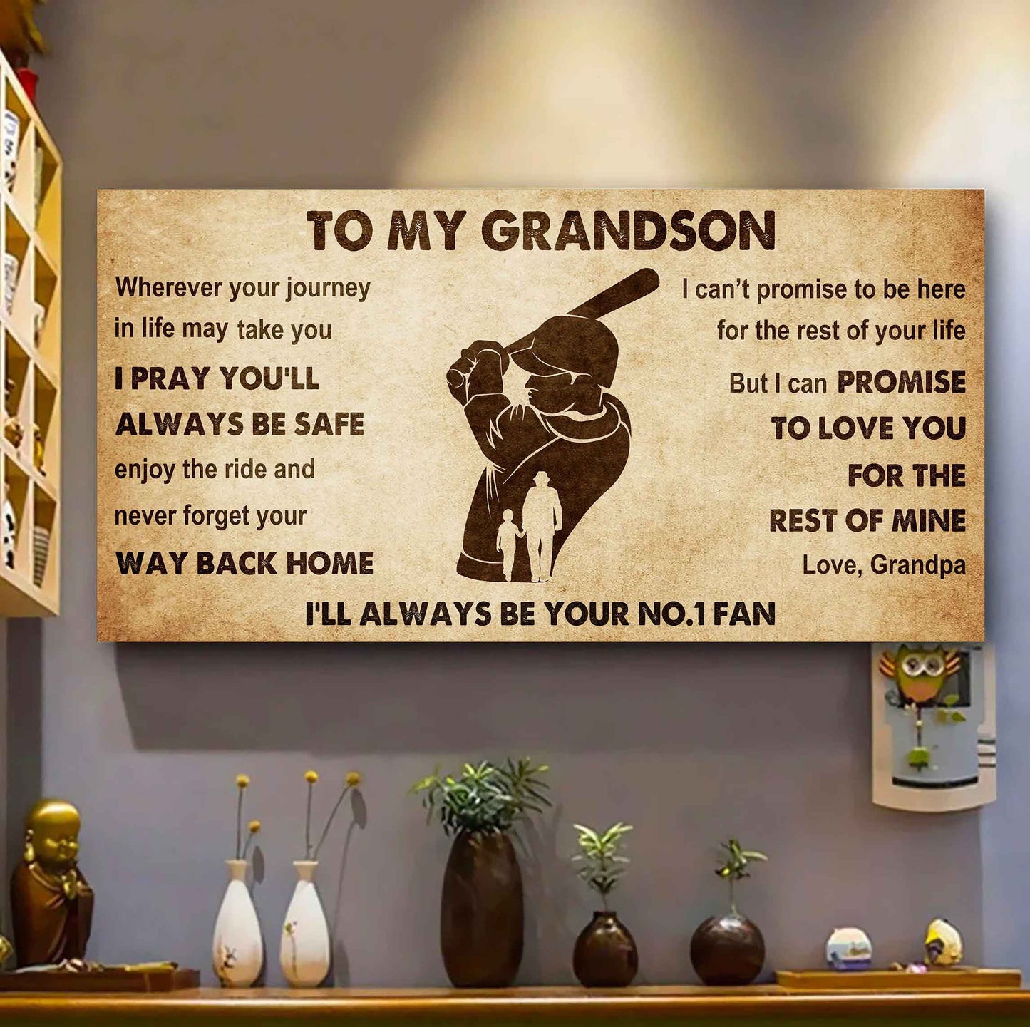 Personalized Sport Poster Canvas I'll Be Your No 1 Fan Grandpa To Grandson - Never Forget Your Way Back Home
