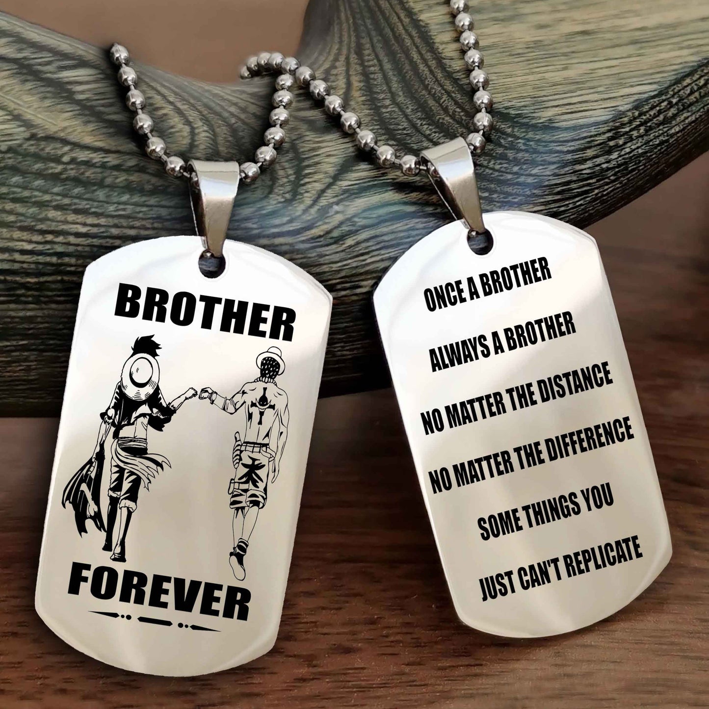 OP Customizable engraved dog tag double sided gift from brother - Brother Forever Once A Brother Always A Brother