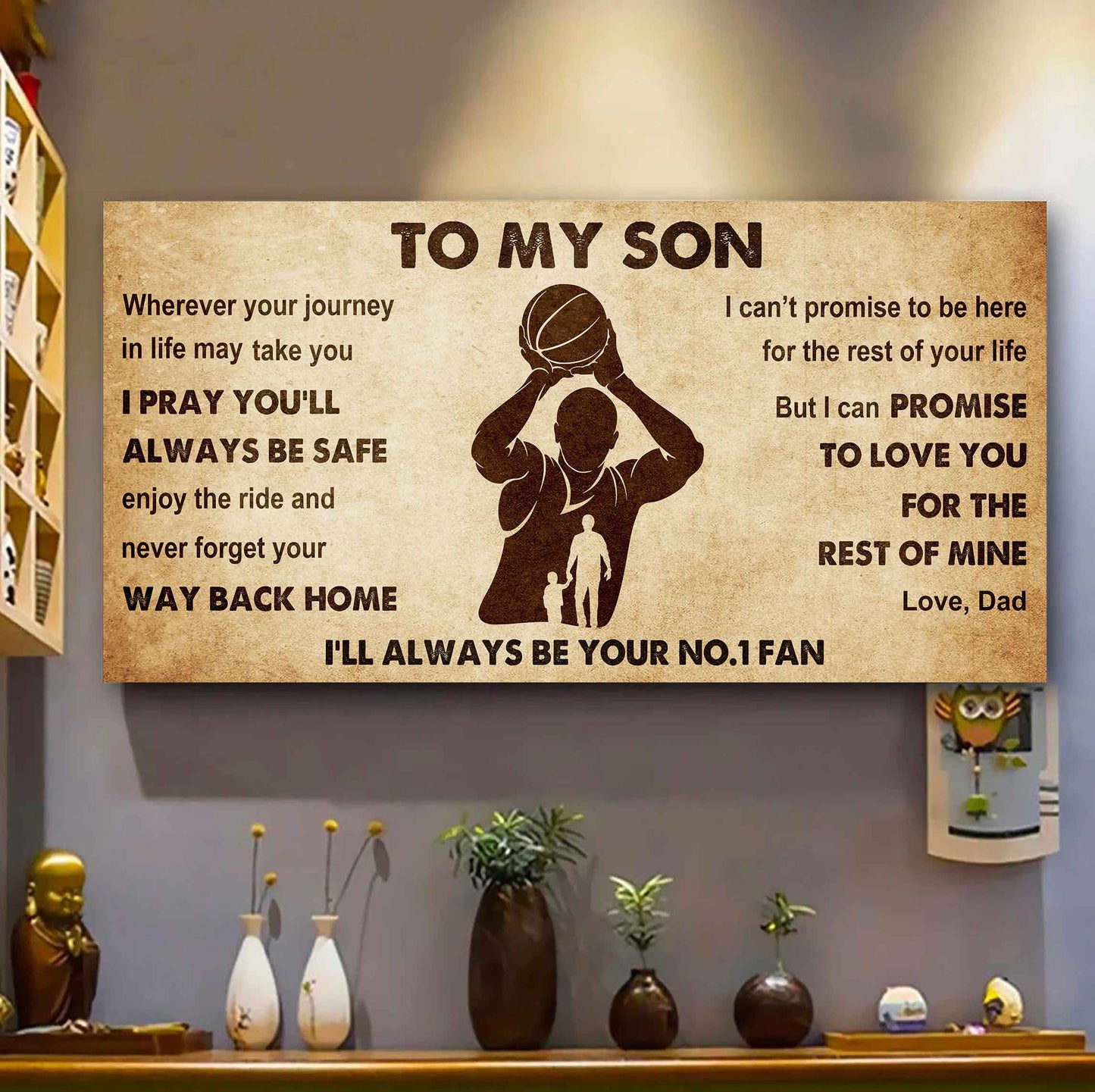 Personalized Sport Poster Canvas I'll Be Your No 1 Fan Dad To Son - Never Forget Your Way Back Home