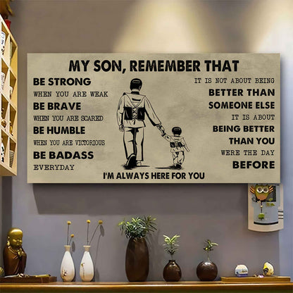 Personalized Sport Poster Canvas - My Son Remember That Be Strong When You Are Weak Be Badass Everyday