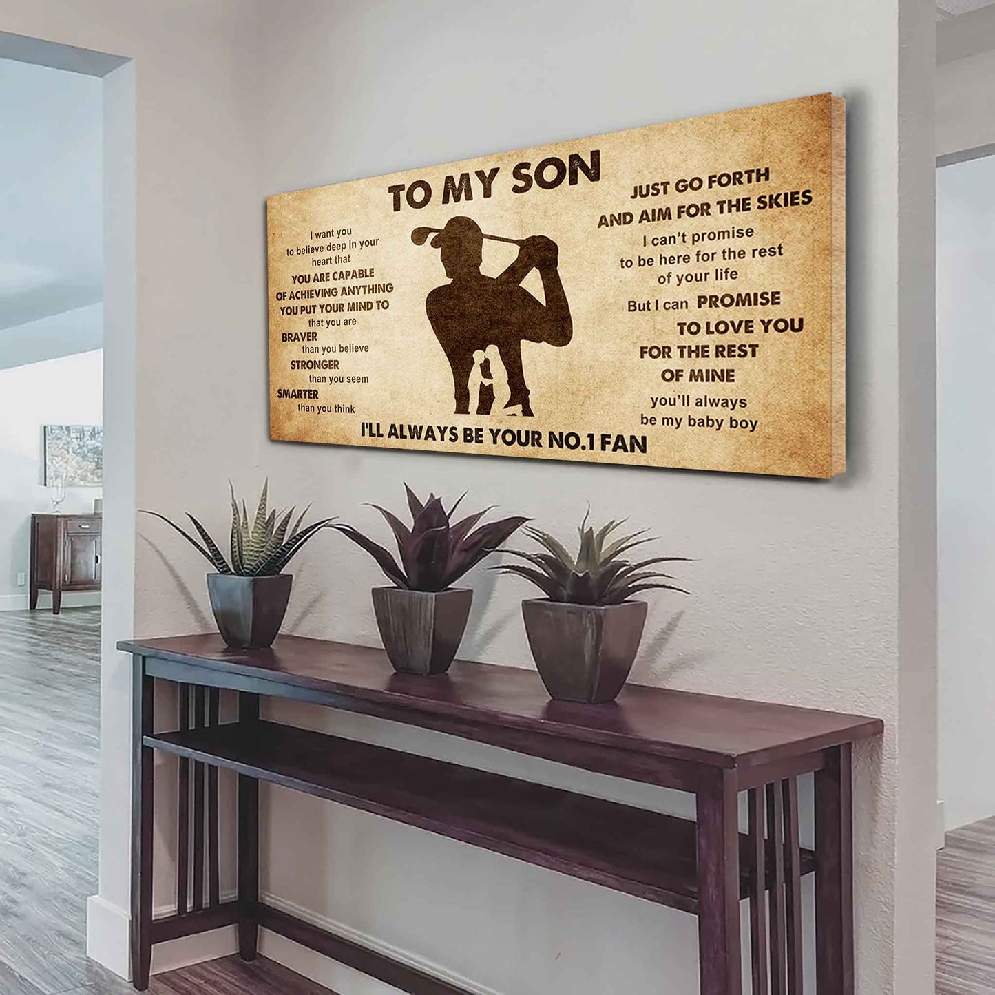 Personalized Sport Poster Canvas I'll Be Your No 1 Fan Mom To Son - That You Are Braver Than You Believe Just Go Forth