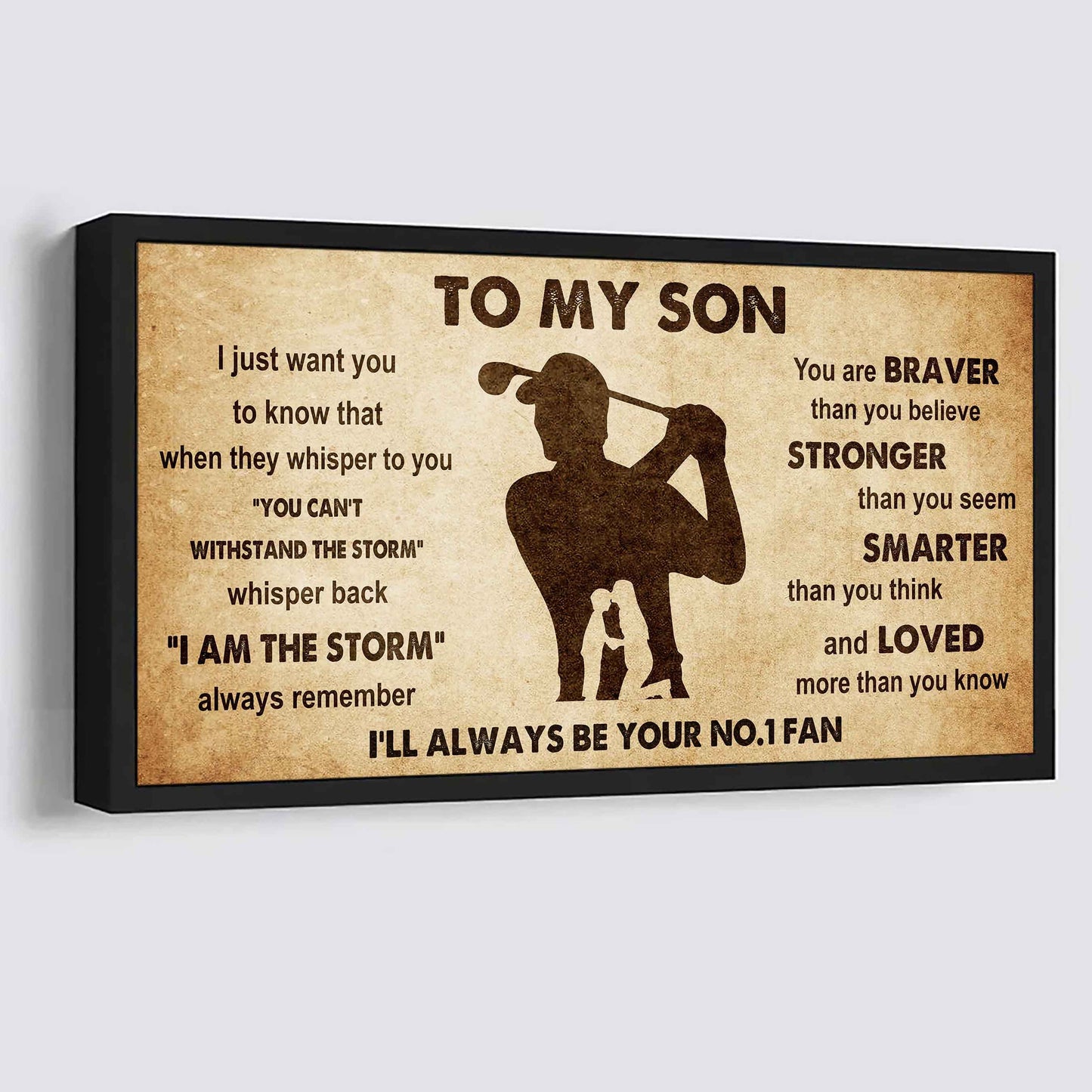 Personalized Sport Poster Canvas I'll Be Your No 1 Fan Mom To Son - Whisper Back I'm The Storm