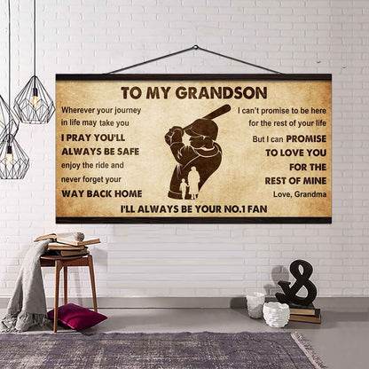 Personalized Sport Poster Canvas I'll Be Your No 1 Fan Grandma To Grandson - Never Forget Your Way Back Home