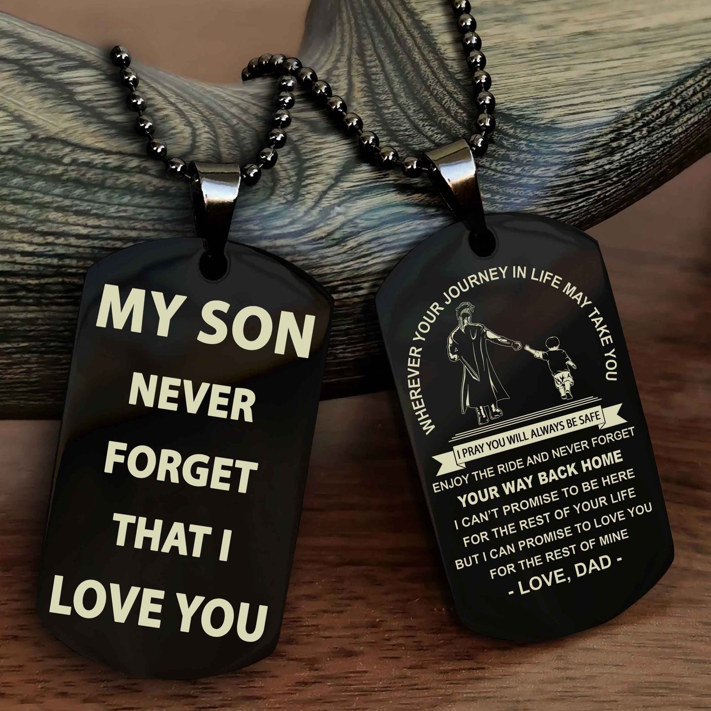 Knight Templar Double Sided Dog Tag To My Son Never Forget That I Love You - Gift For Son Never Forget Your Way Back Home