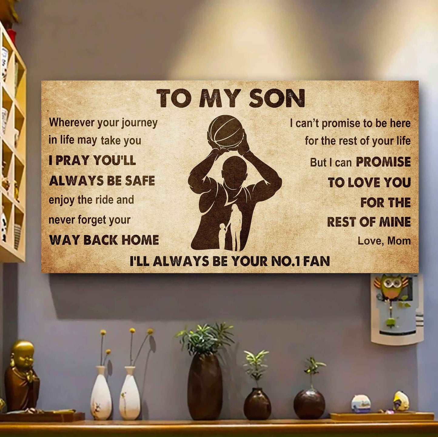 Personalized Sport Poster Canvas I'll Be Your No 1 Fan Mom To Son - Never Forget Your Way Back Home