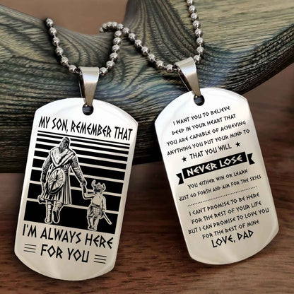 New Viking Double Side Dog Tag My Son Remember That From Dad To Son With Message On The Back Gift For Your Son