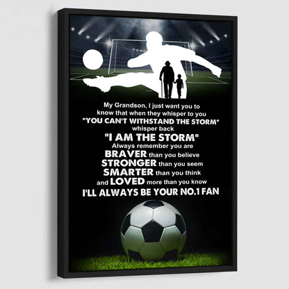 Tennis Poster Canvas Granpa To Grandson - Whisper Back I Am The Storm I Will Always Your No 1 Fan