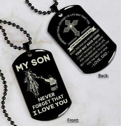 Samurai customizable engraved dog tag, gifts from dad mom to son- Be the nice kid