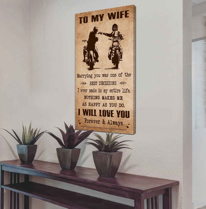 Poster Canvas To My Wife Marrying You Was One Of The Best Decisions - I Will Love You Forever And Always Gift For Your Wife