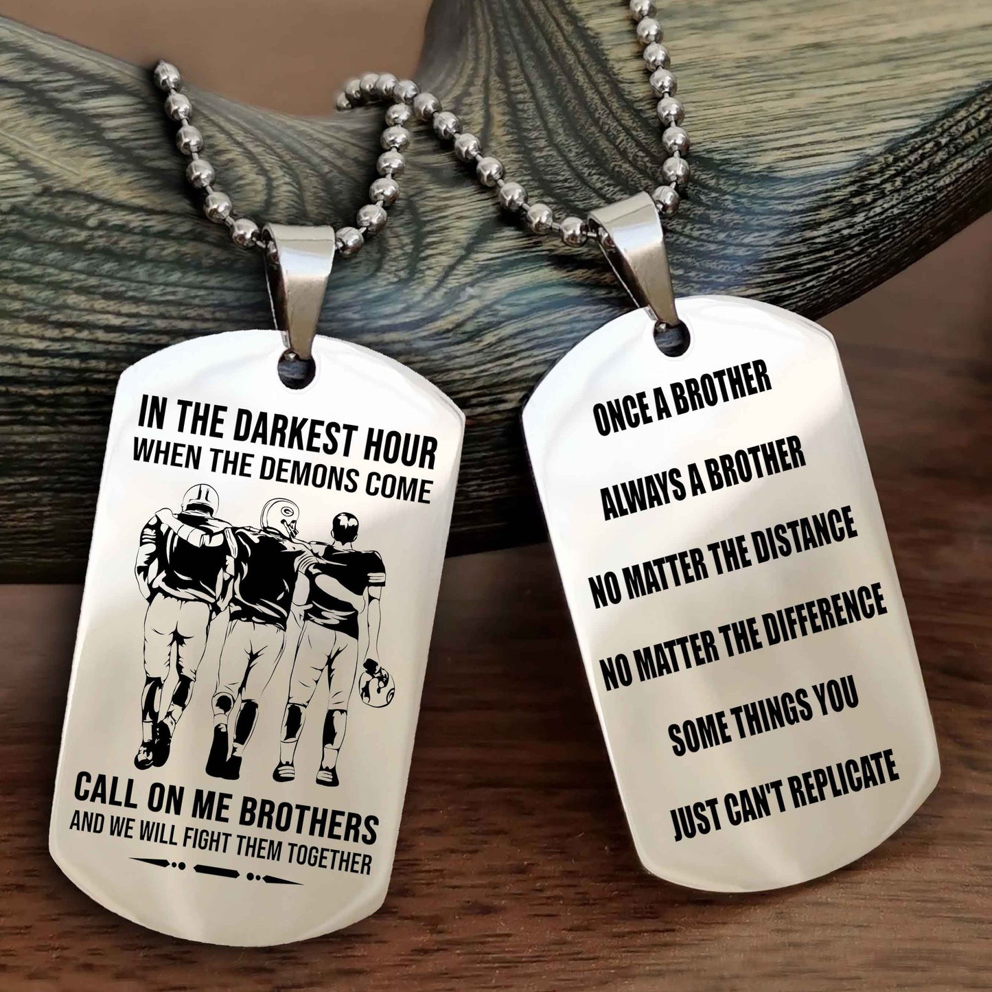 OP Customizable engraved dog tag double sided gift from brother Once A Brother Always A Brother