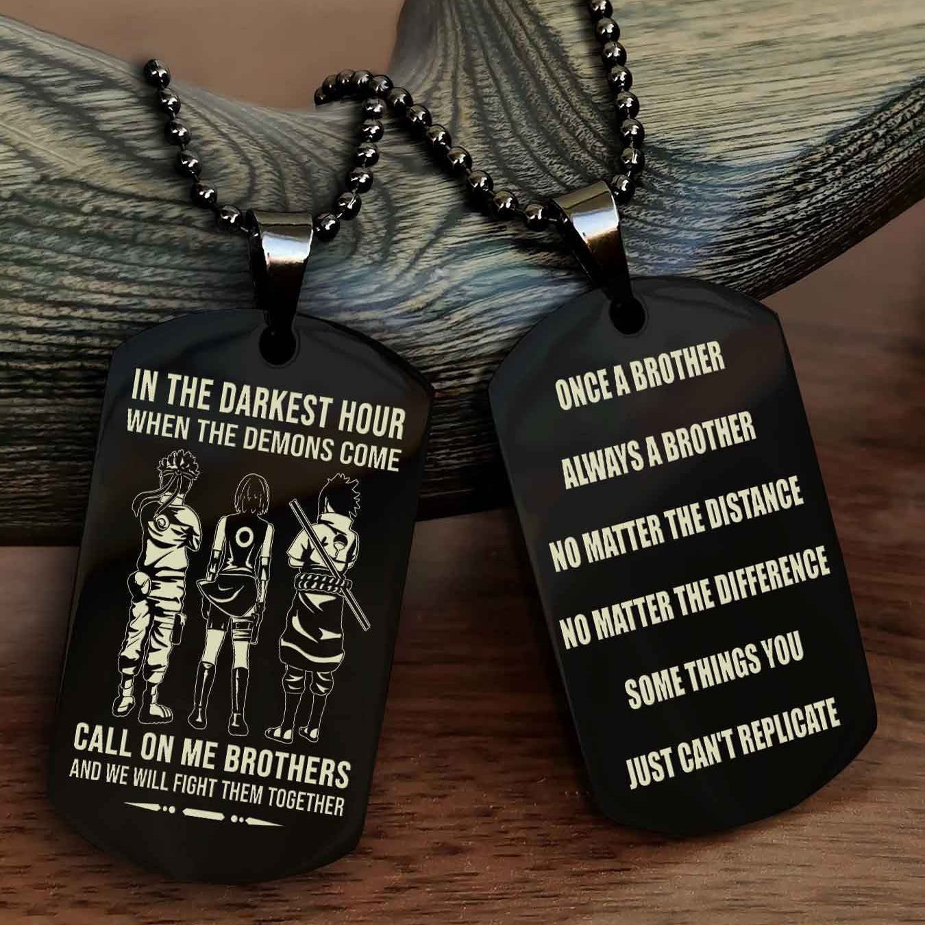 OP Customizable engraved dog tag double sided gift from brother Once A Brother Always A Brother