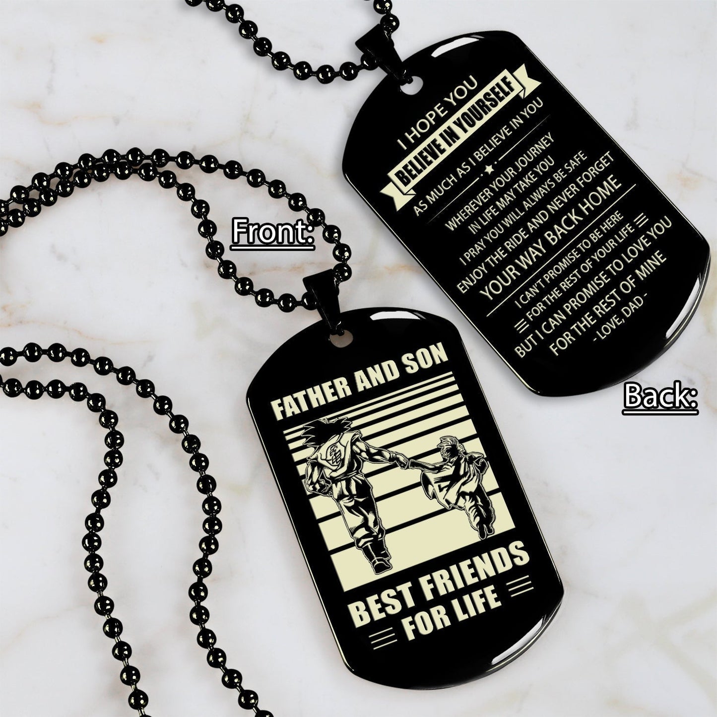 NVL Personalized Double Sided Dog Tag Father And Son Best Friends For Life - Message on the back side