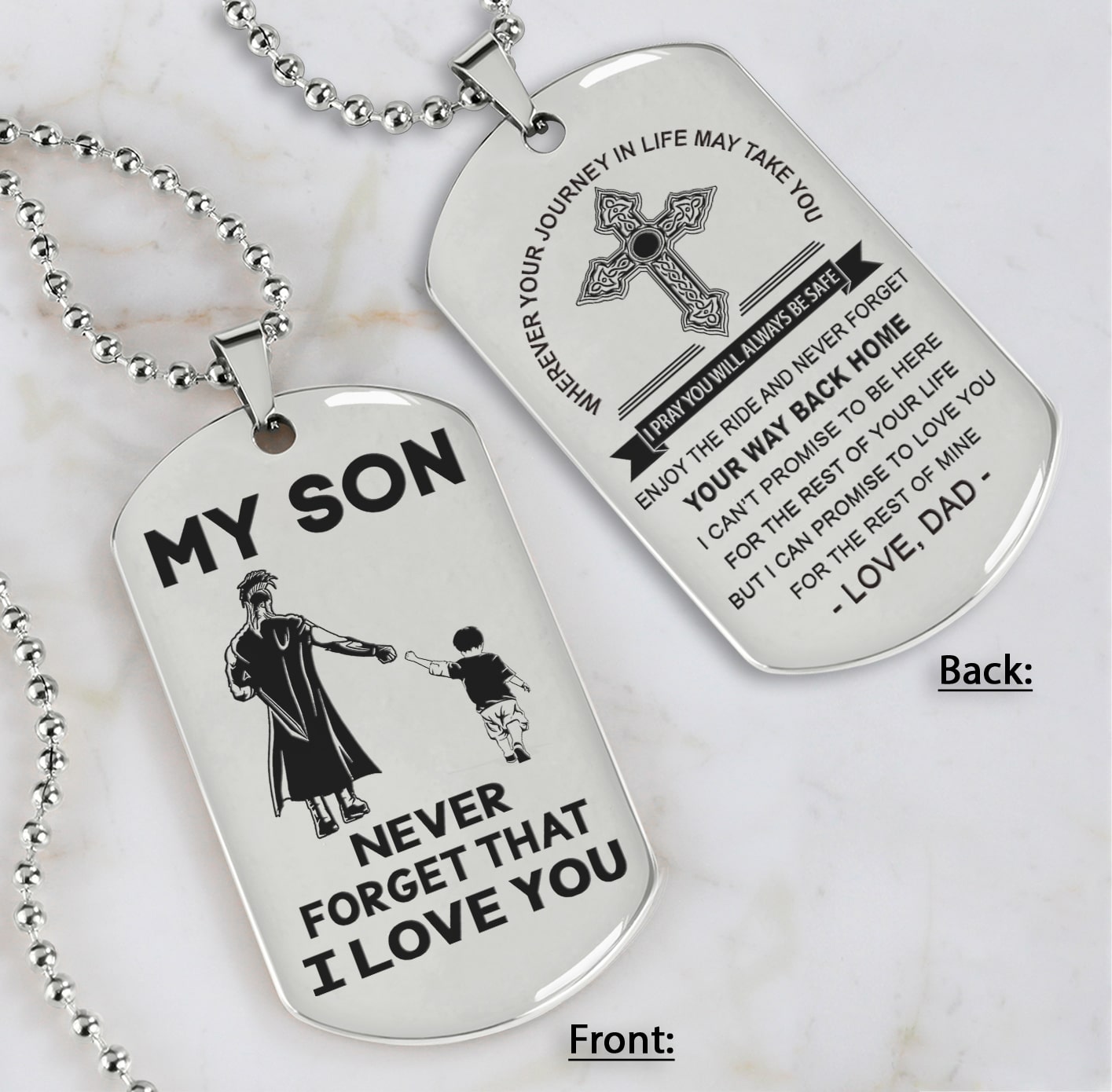 Samurai customizable engraved dog tag, gifts from dad mom to son- Be the nice kid