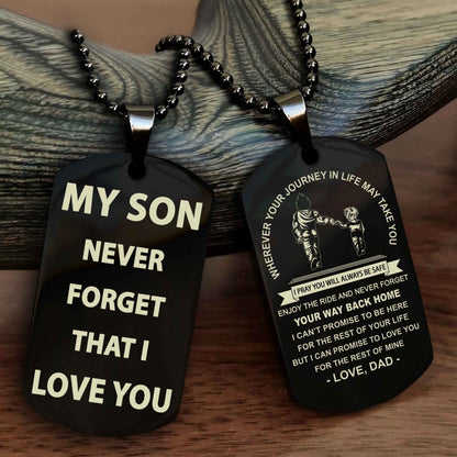 Knight Templar Double Sided Dog Tag To My Son Never Forget That I Love You - Gift For Son Never Forget Your Way Back Home